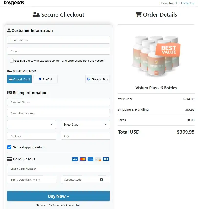 Visium Plus Order Page
